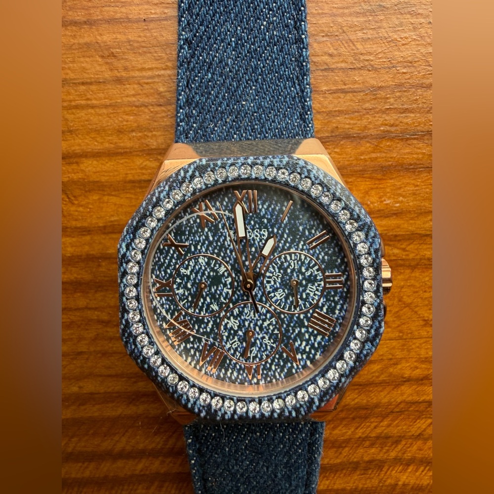GUESS Women's Multi-Function Blue Denim Watch 36mm - image 4